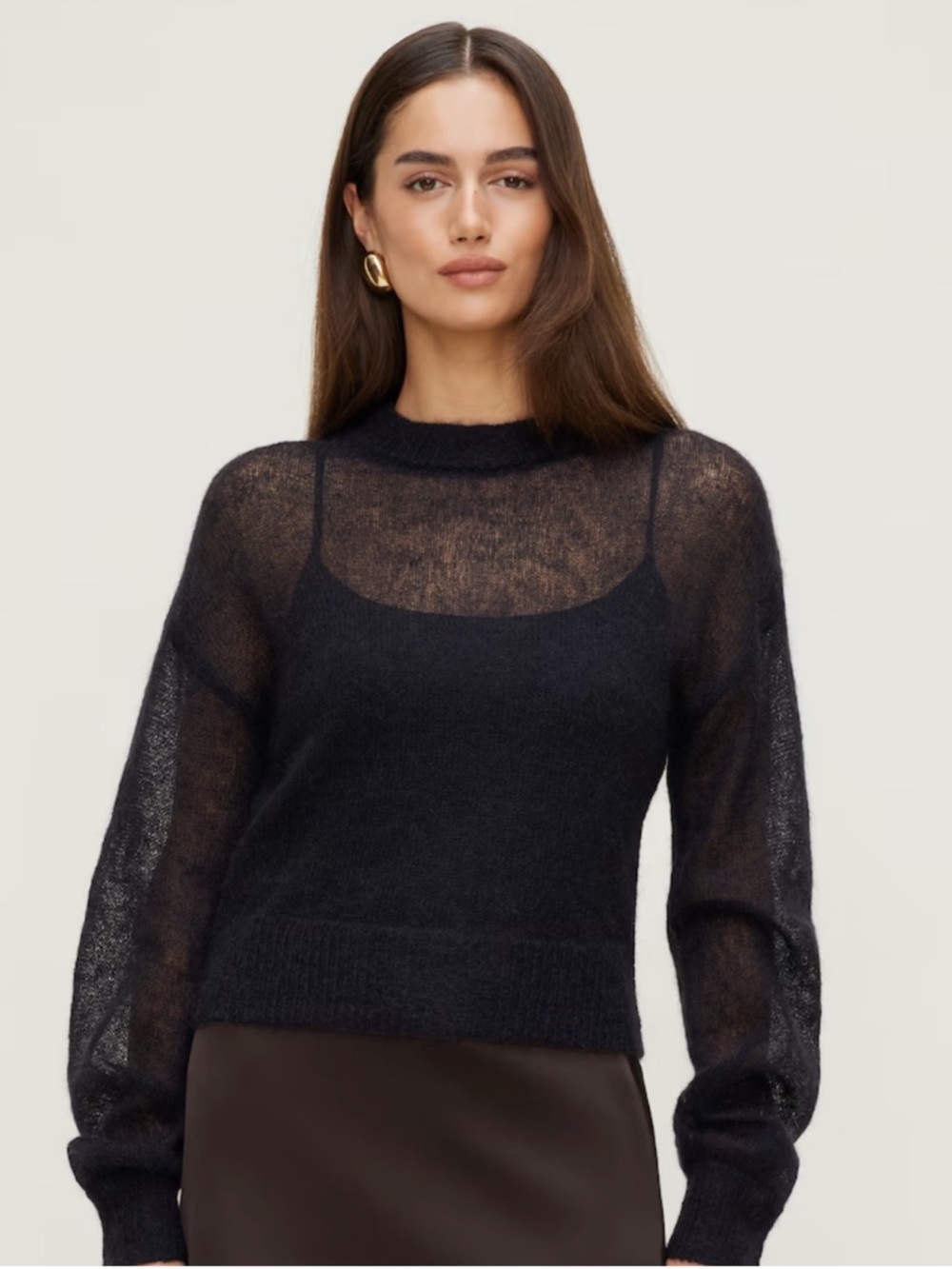 Dynamite Sheer Black Mohair Wool Blend
Crewneck Sweater